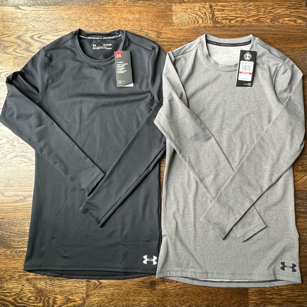set of 2 long sleeve under armour cold gear lined shirts
